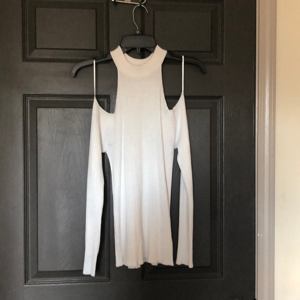 White, off the shoulder, long sleeve